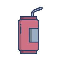 A soda can with a straw and a straw vector