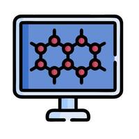 A computer screen with a molecule on it vector
