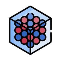 A cube with blue and red dots inside vector