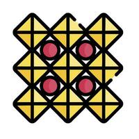 A yellow and red geometric pattern with red dots vector