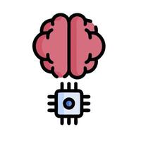 Brain and computer chip icon illustration vector