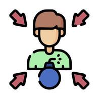 A man with a bomb in his hand and arrows pointing to it vector