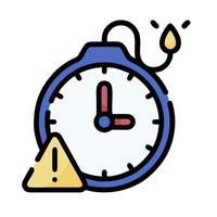 A clock with a warning sign and a stop sign vector