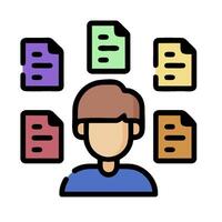 A person surrounded by files and folders vector