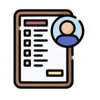 A clipboard with a person's name on it vector