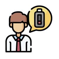 A man with a phone in his hand and a speech bubble vector