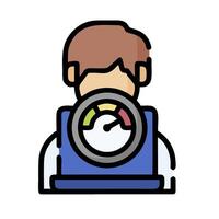 A man with a clock on his desk vector