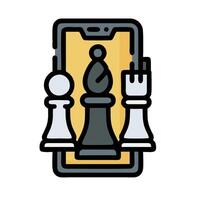 Chess icon on smartphone with chess pieces vector