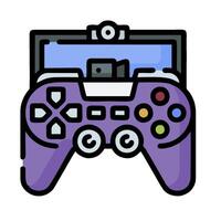 A purple game controller with a camera on it vector