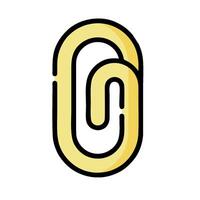 A yellow paper clip icon on a white background vector