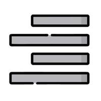 A black and white icon of a line of four bars vector