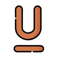 The letter u in a flat line style vector