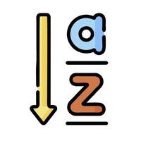 A letter z and an arrow pointing to it vector