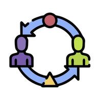 A circle with people in it and arrows pointing to them vector