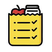 A yellow bag with a check list and an apple vector