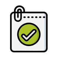 A check mark in a paper bag icon vector