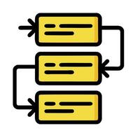 A yellow and black icon of a process vector
