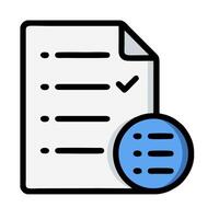 A checklist with a check mark and a blue button vector