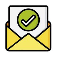 An envelope with a tick mark on it vector