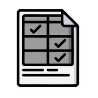 A black and white image of a document with check marks vector