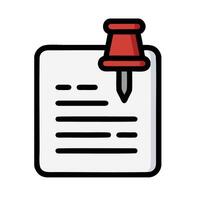 A red pin on a paper document icon vector