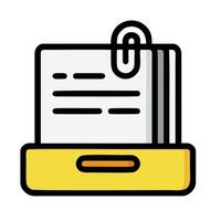 A yellow folder with a paper clip on top vector