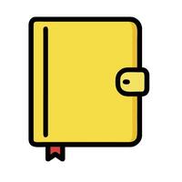 A yellow notebook with a red ribbon on it vector