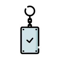 A key chain with a check mark on it vector