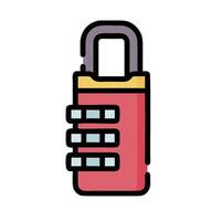 A red lock with four keys on it vector