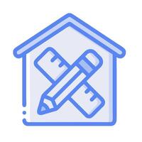 A house with a pencil and ruler icon vector