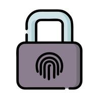 A fingerprint lock icon on a white background vector