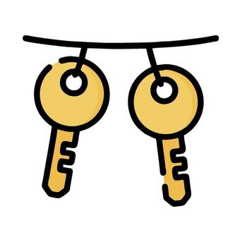 dos llaves colgando en un cuerda con un blanco antecedentes vector