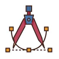 A drawing of a compass and a protractor vector