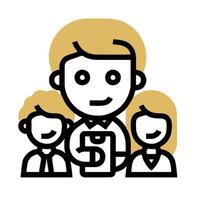A man and two children are standing in front of a white background vector