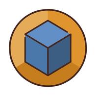 A cube icon in a circle on a white background vector