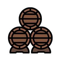 Three wooden barrels stacked on top of each other vector