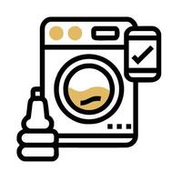 A washing machine with a cup of coffee next to it vector