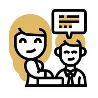 A woman and man are talking to each other vector