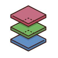 A stack of colored paper with a hole in the middle vector