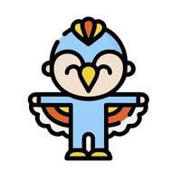 A cartoon bird with a blue hat and orange beak vector