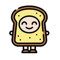 A cartoon slice of bread with a smile on it vector
