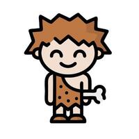 Caveman cartoon character with a bone in his hand vector