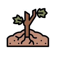 Tree with roots and leaves icon illustration vector