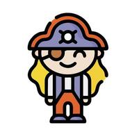 A cartoon pirate with a hat and eye patch vector