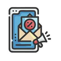 An icon of a phone with a mail and a megaphone vector