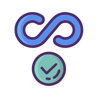 An infinite symbol with a check mark vector