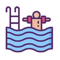 A man in the water with a ladder and ladder vector