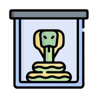 A snake in a glass container with a lid vector
