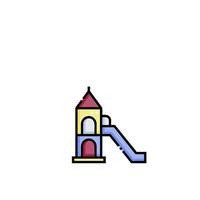 A colorful slide is shown in a small building vector
