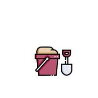 A bucket and shovel with a shovel in it vector
